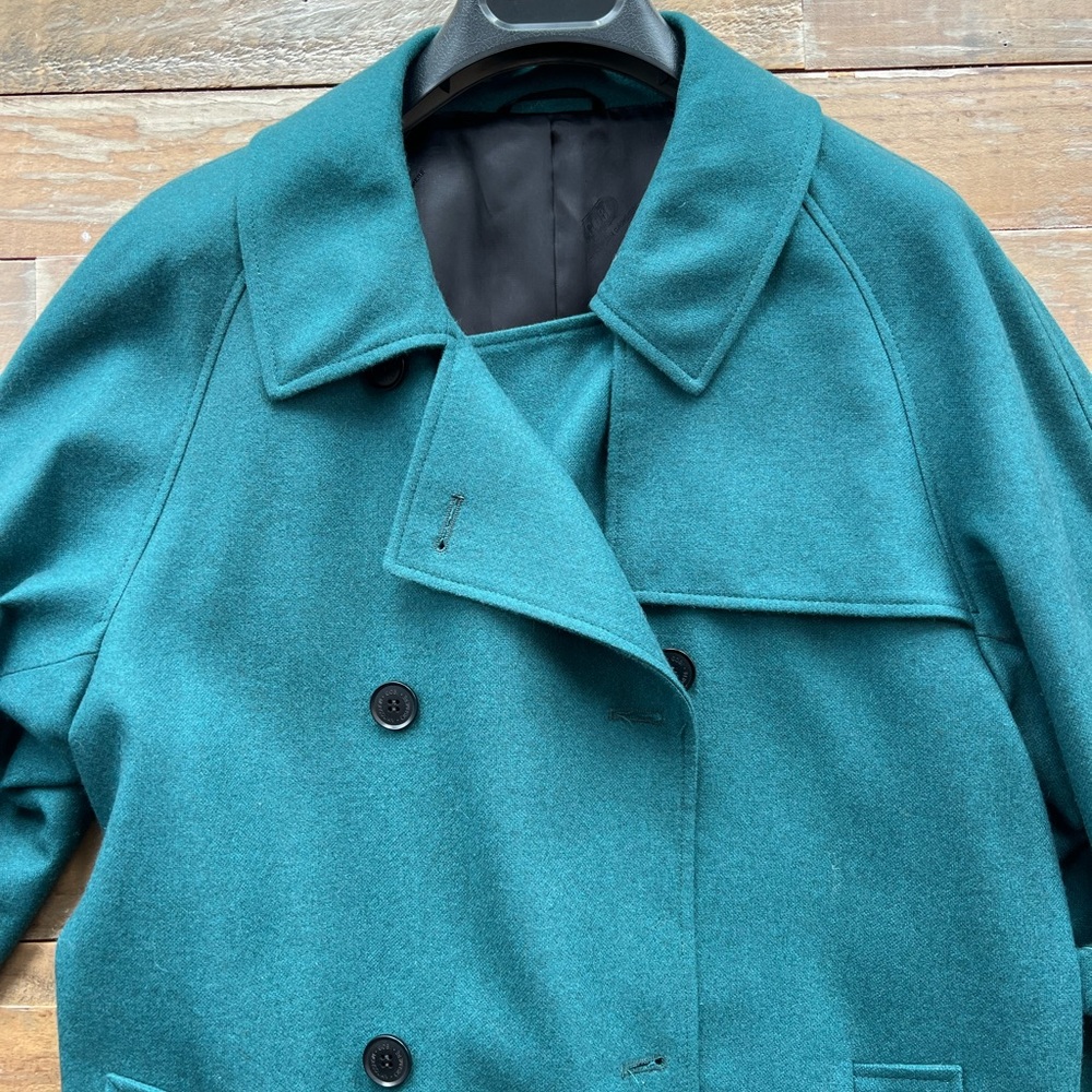 Teal Mongolian cashmere and silk coat